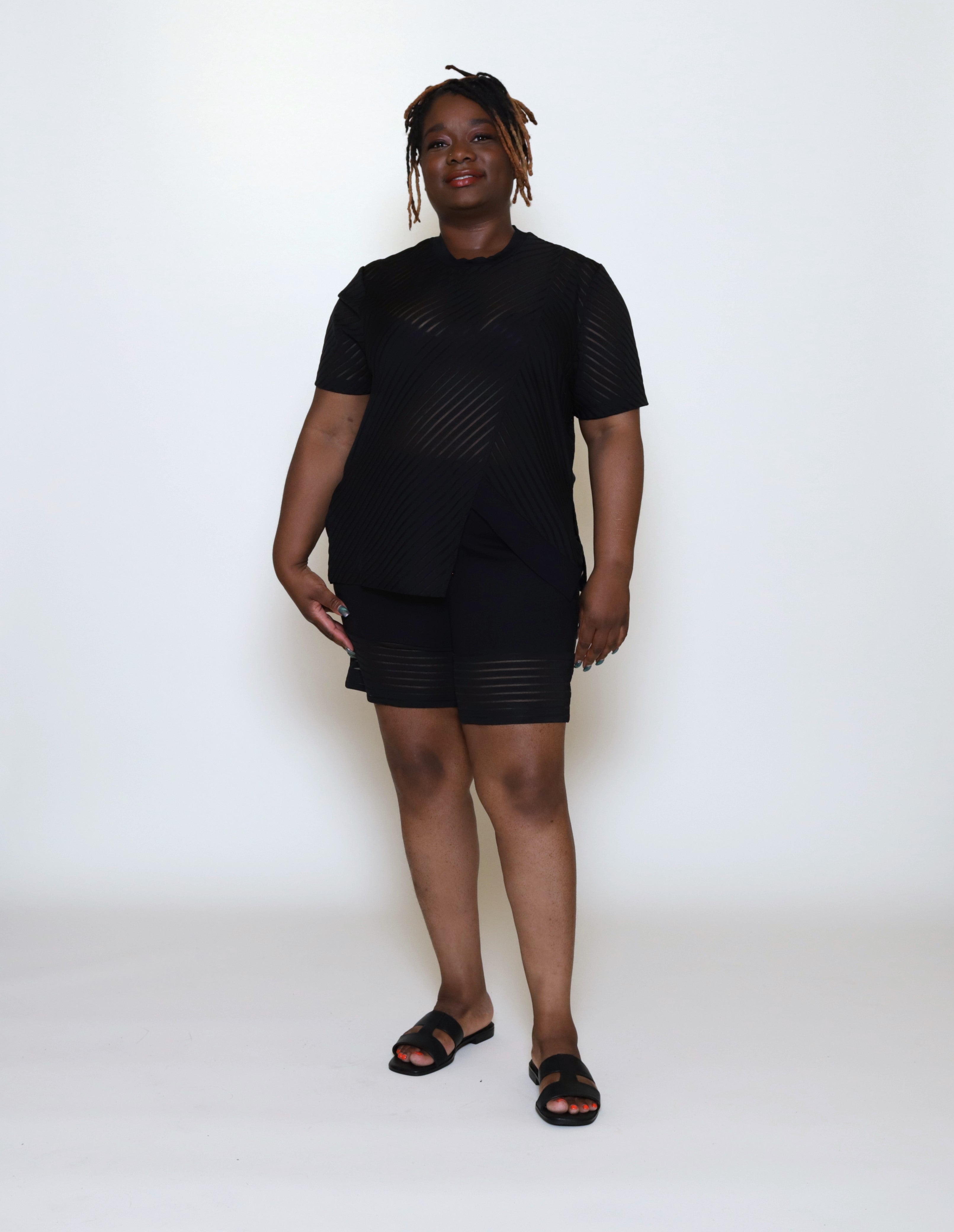 Cindy Shorts W/ Stripe Band (Plus Size)