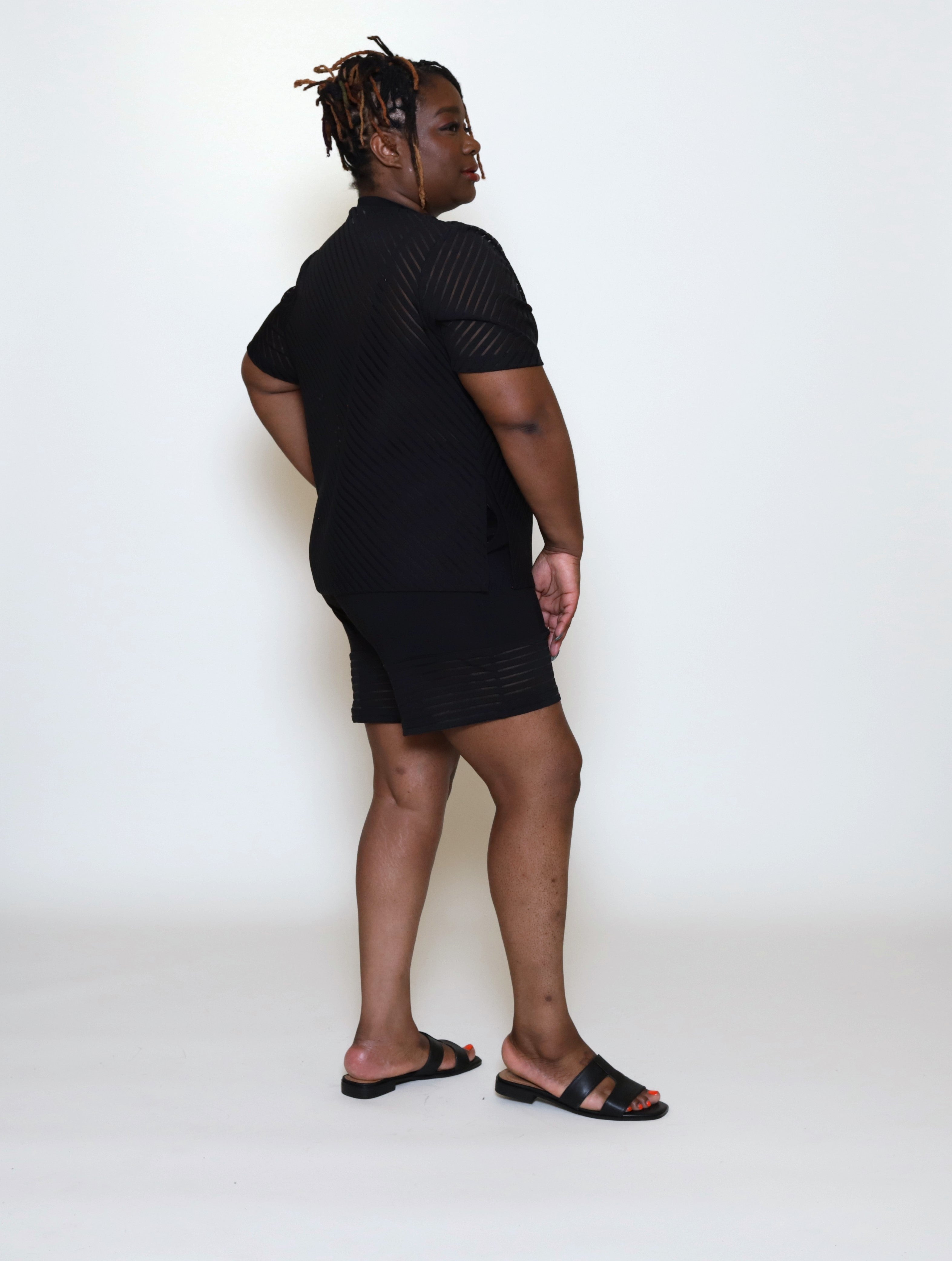 Cindy Shorts W/ Stripe Band (Plus Size)